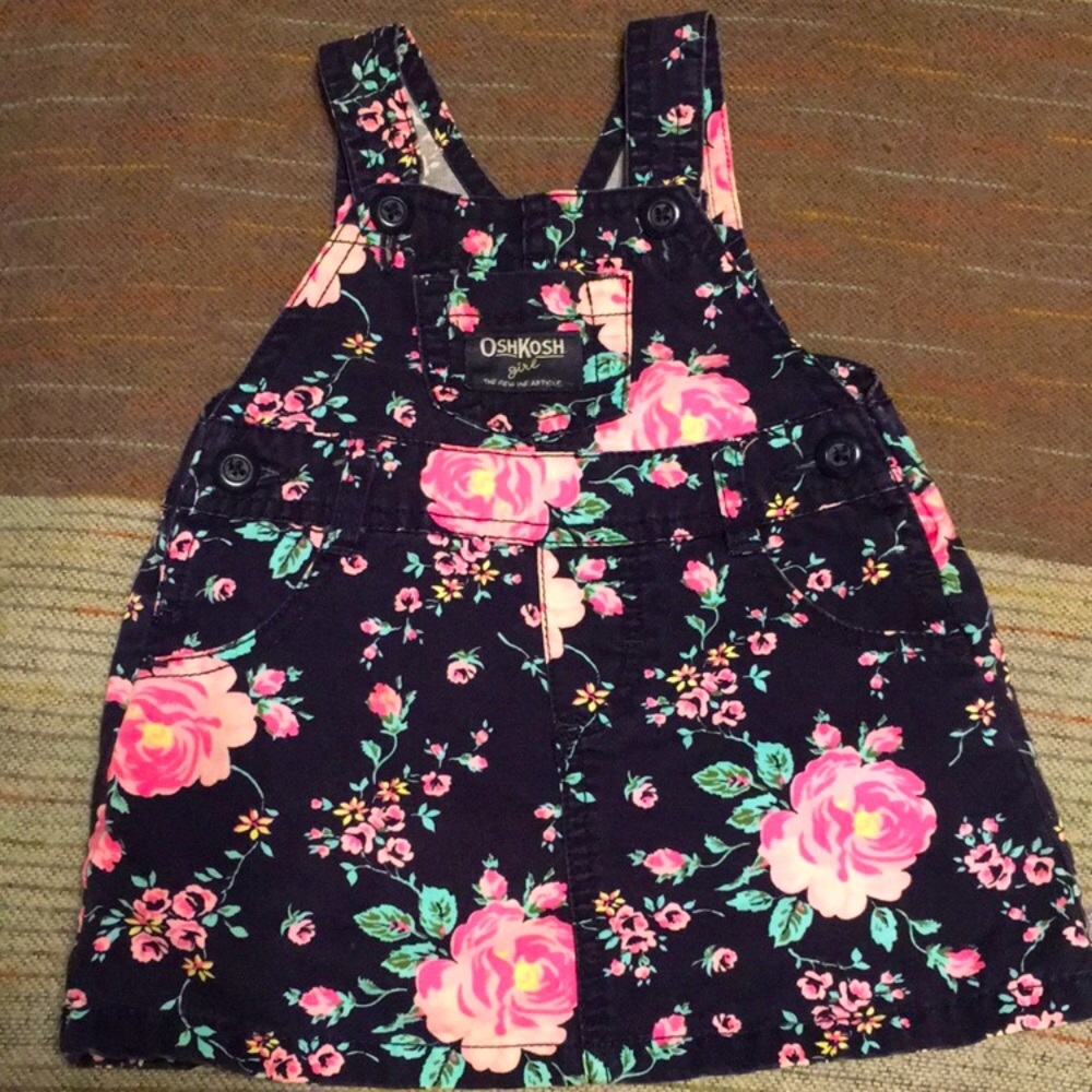 OshKosk B’gosh girl floral dress overalls